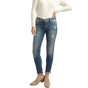 Silver girlfriend jeans distressed 
Size 30/29